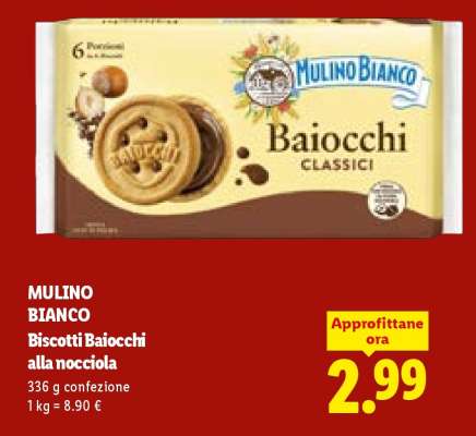 MULINO BIANCO Biscotti Baiocchi alla nocciola