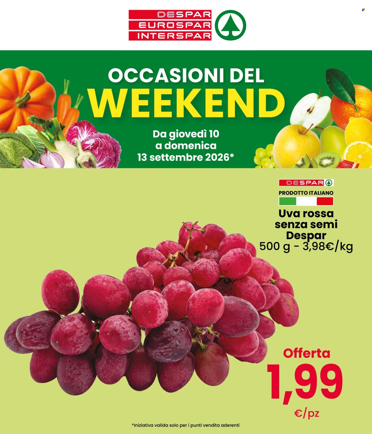 Volantino Eurospar - 10/9/2026 - 13/9/2026. Pagina 1