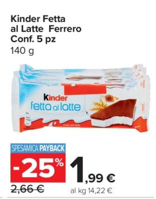 Kinder Fetta al Latte Ferrero Conf. 5 pz