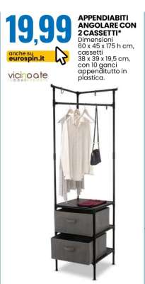 APPENDIABITI ANGOLARE CON 2 CASSETTI