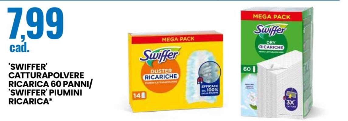 SWIFFER CATTURAPOLVERE RICARICA 60 PANNI/ SWIFFER PIUMINI RICARICA