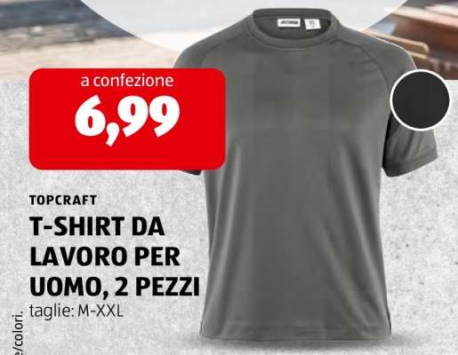 TOPCRAFT T-SHIRT DA LAVORO PER UOMO, 2 PEZZI