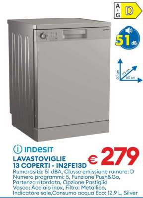INDESIT LAVASTOVIGLIE 13 COPERTI - IN2FE13D