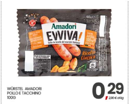 WÜRSTEL AMADORI POLLO E TACCHINO 100G
