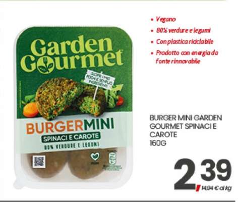 BURGER MINI GARDEN GOURMET SPINACI E CAROTE