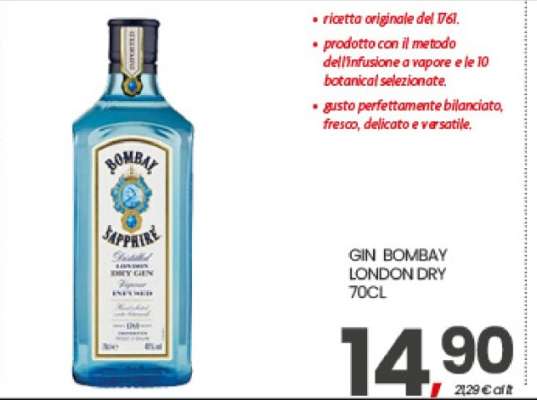 GIN BOMBAY LONDON DRY 70CL
