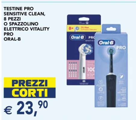 TESTINE PRO SENSITIVE CLEAN, 8 PEZZI O SPAZZOLINO ELETTRICO VITALITY PRO ORAL-B