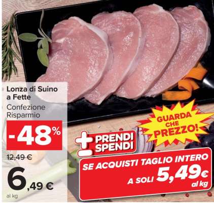 Lonza di Suino a Fette
