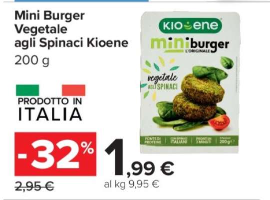 Mini Burger Vegetale agli Spinaci Kioene