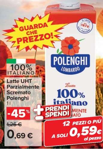 Latte UHT Parzialmente Scremato Polenghi