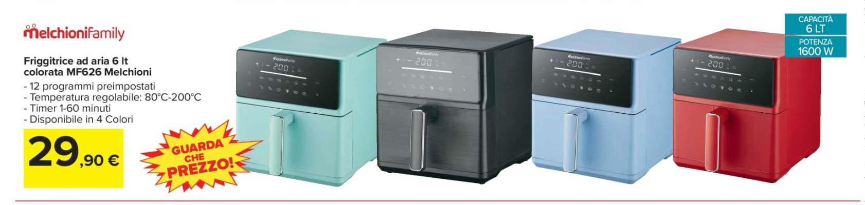 Friggitrice ad aria 6 lt colorata MF286 Melchioni
