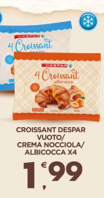 CROISSANT DESPAR VUOTO/CREMA NOCCIOLA/ALBICOCCA X4