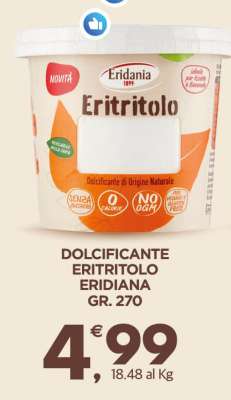 DOLCIFICANTE ERITRITOLO ERIDIANA GR. 270