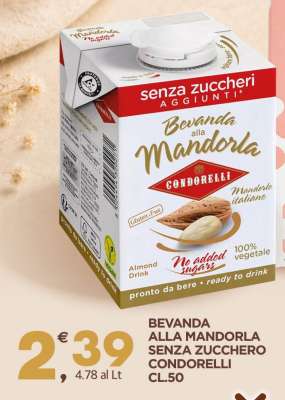 BEVANDA ALLA MANDORLA SENZA ZUCCHERO CONDORELLI CL.50