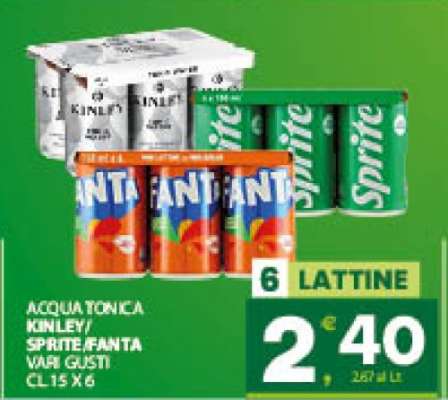 Acqua Tonica Kinley/Sprite/Fanta