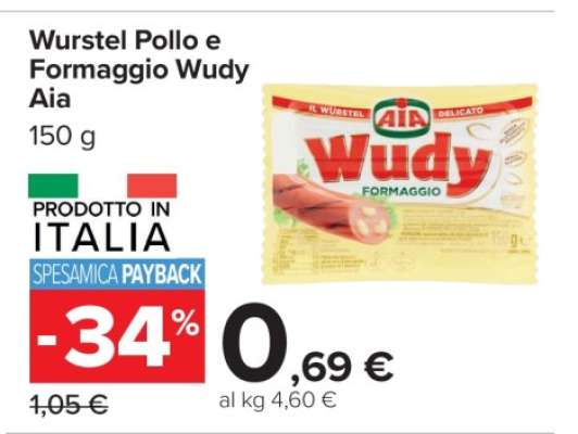 Wurstel Pollo e Formaggio Wudy Aia