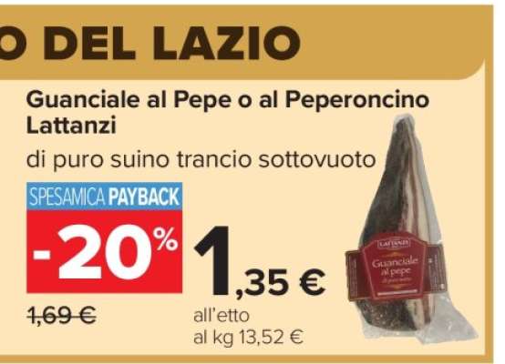 Guanciale al pepe o al peperoncino Lattanzi