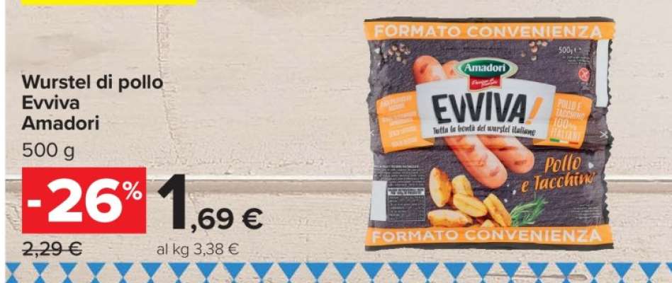 Wurstel di pollo Evviva Amadori