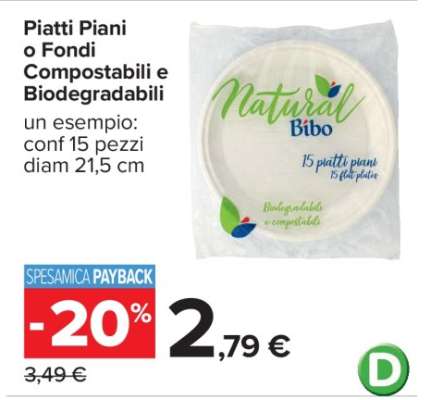 Piatti Piani o Fondi Compostabili e Biodegradabili