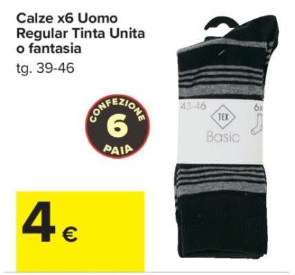 Calze x6 Uomo Regular Tinta Unita o fantasia