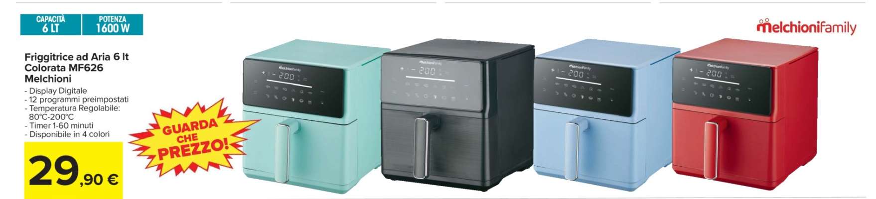 Friggitrice ad Aria 6 lt Colonna MFR95 Melchioni