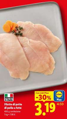 Filetto di petto di pollo a fette