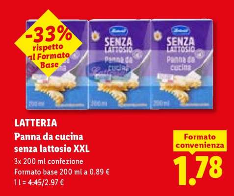 LATTERIA Panna da cucina senza lattosio XXL
