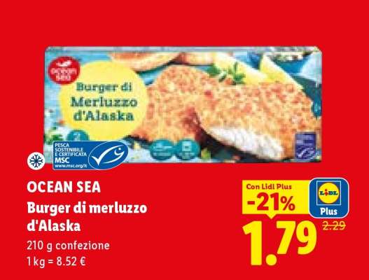 Ocean Sea Burger di merluzzo d'Alaska