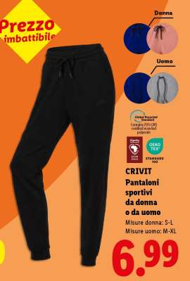 Crivit Pantaloni sportivi da donna o da uomo