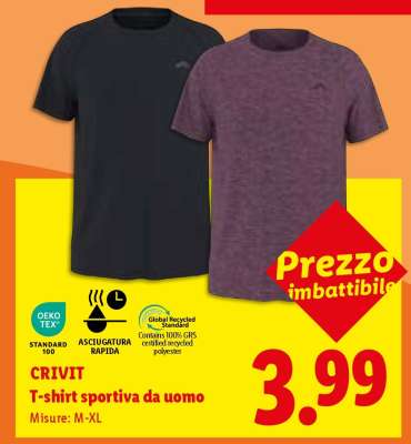 CRIVIT T-shirt sportiva da uomo