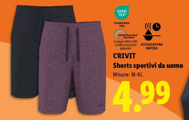 CRIVIT Shorts sportivi da uomo