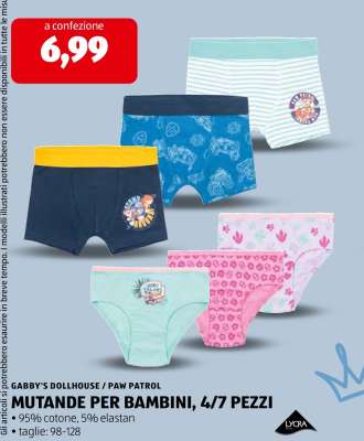 MUTANDE PER BAMBINI, 4/7 PEZZI