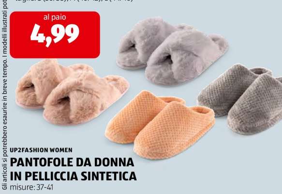 PANTOFOLE DA DONNA IN PELLICCIA SINTETICA