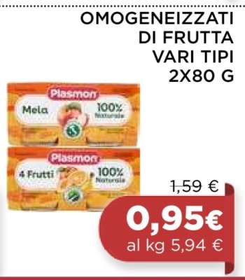 Omogeneizzati di frutta vari tipi 2x80 g