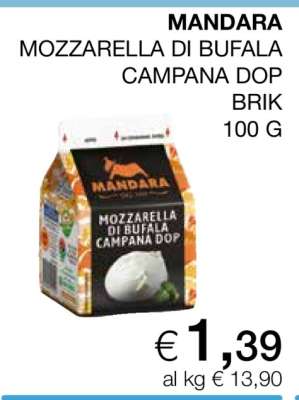 MANDARA MOZZARELLA DI BUFALA CAMPANA DOP BRIK 100 G