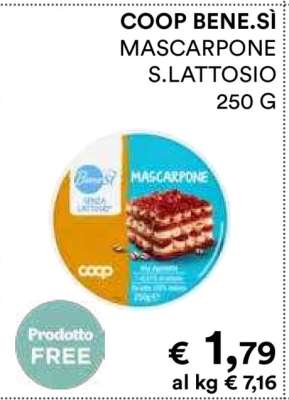 COOP BENE.SÌ MASCARPONE S.LATTOSIO