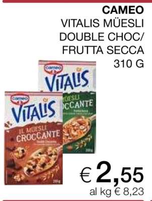 CAMEO VITALIS MÜESLI DOUBLE CHOC/FRUTTA SECCA