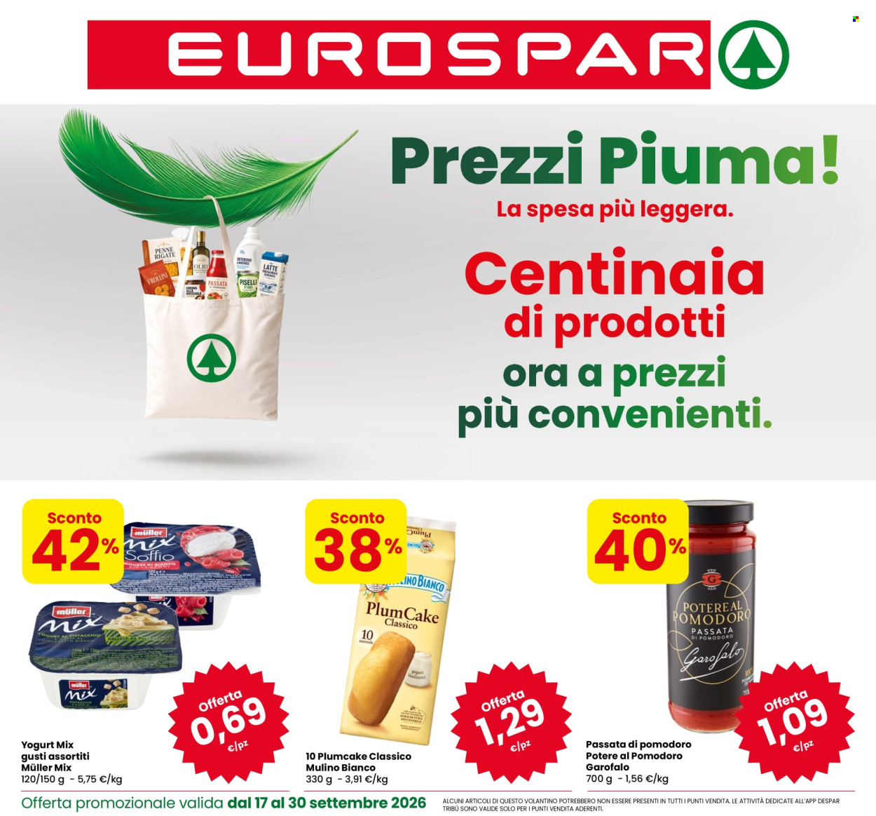 Volantino Eurospar - 17/9/2026 - 30/9/2026. Pagina 1