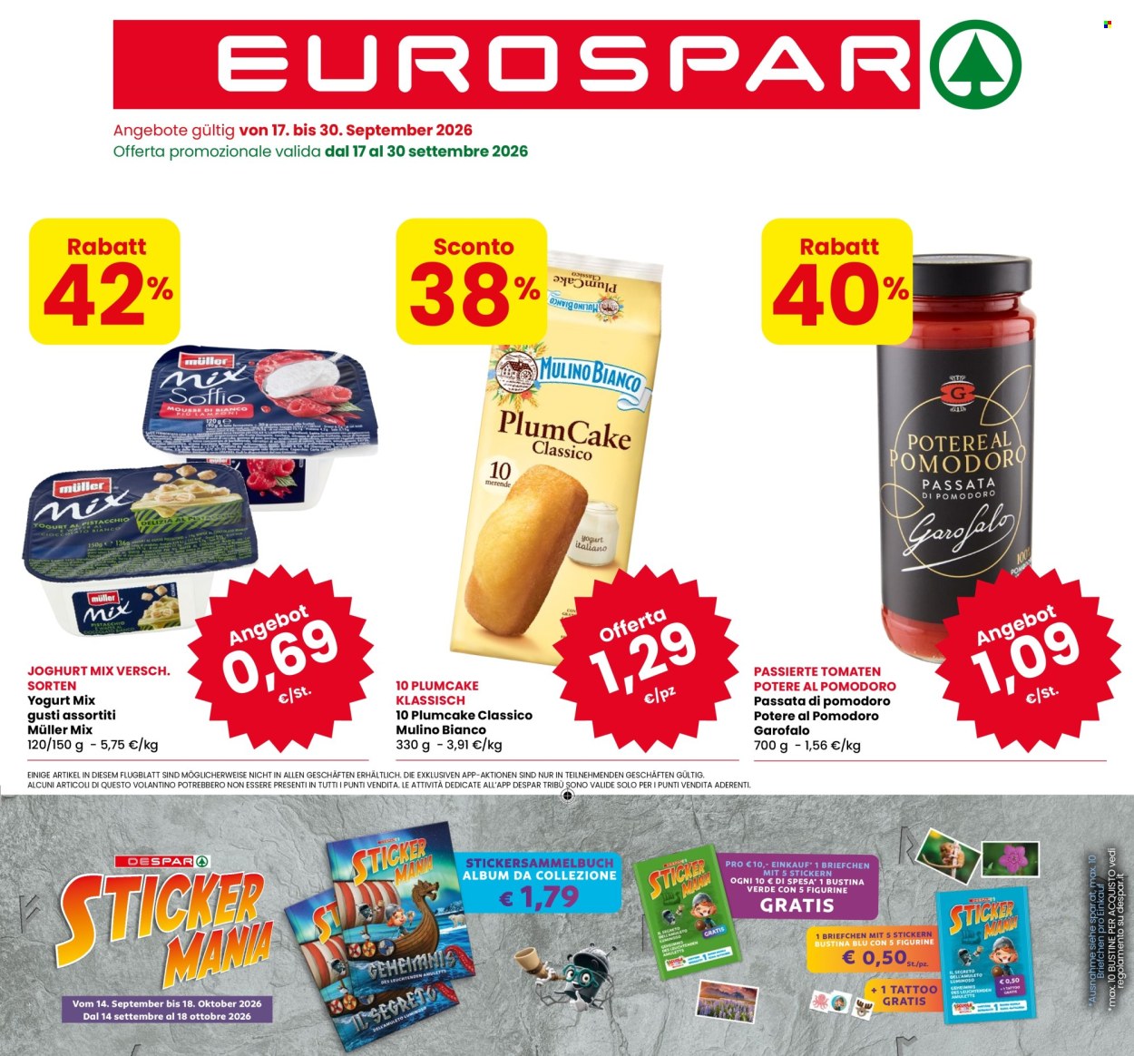 Volantino Eurospar - 17/9/2026 - 30/9/2026. Pagina 1