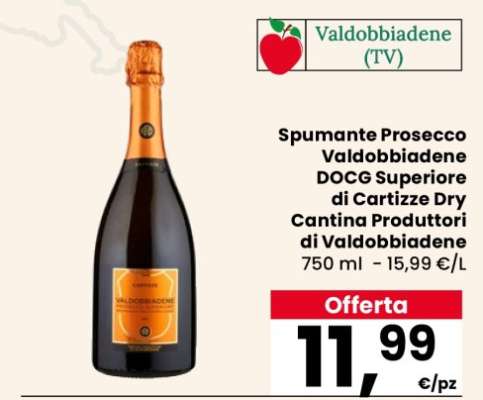 Spumante Prosecco Valdobbiadene DOCG Superiore di Cartizze Dry Cantina Produttori di Valdobbiadene