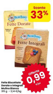 Fette Biscottate Dorate o Integrali Mulino Bianco