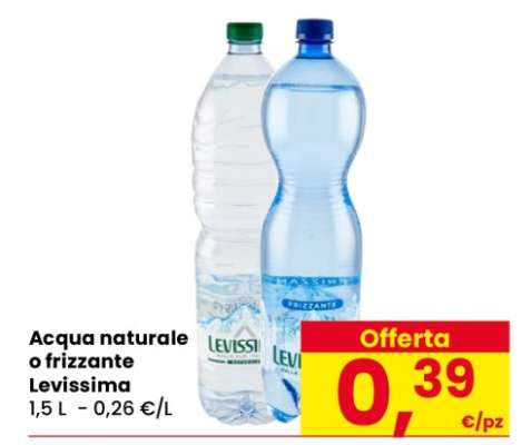 Acqua naturale o frizzante Levissima