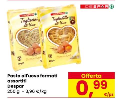 Pasta all'uovo formati assortiti