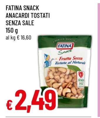 FATINA SNACK ANACARDI TOSTATI SENZA SALE