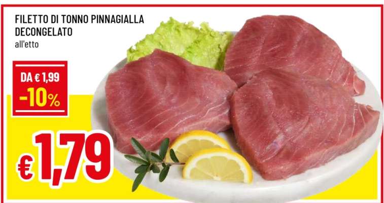 Filetto di Tonno Pinnagialla Decongelato