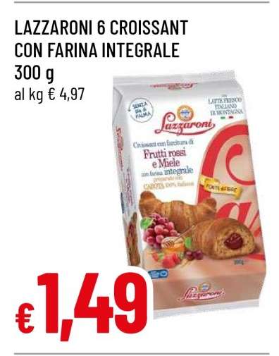 LAZZARONI 6 CROISSANT CON FARINA INTEGRALE