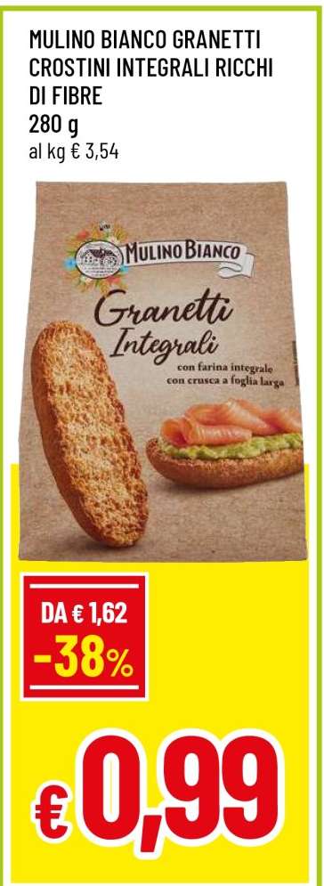 MULINO BIANCO GRANETTI CROSTINI INTEGRALI RICCHI DI FIBRE