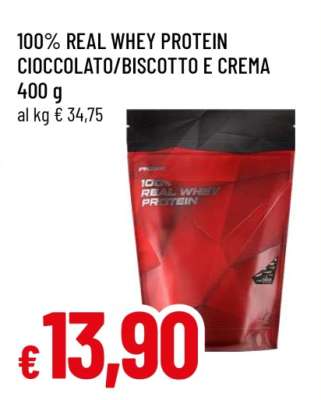 100% REAL WHEY PROTEIN CIOCCOLATO/BISCOTTO E CREMA