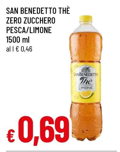 SAN BENEDETTO THÈ ZERO ZUCCHERO PESCA/LIMONE