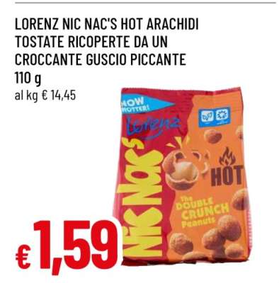 LORENZ NIC NAC'S HOT ARACHIDI TOSTATE RICOPERTE DA UN CROCCANTE GUSCIO PICCANTE